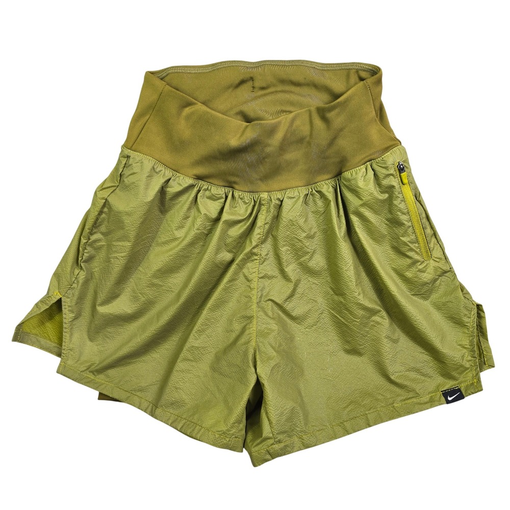 Nike Dri-FIT 2-in-1 Running Short Women XS Olive Green High Rise Workout Fitness